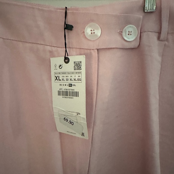 Zara pink menswear style wide leg pants XL NWT - Picture 3 of 5